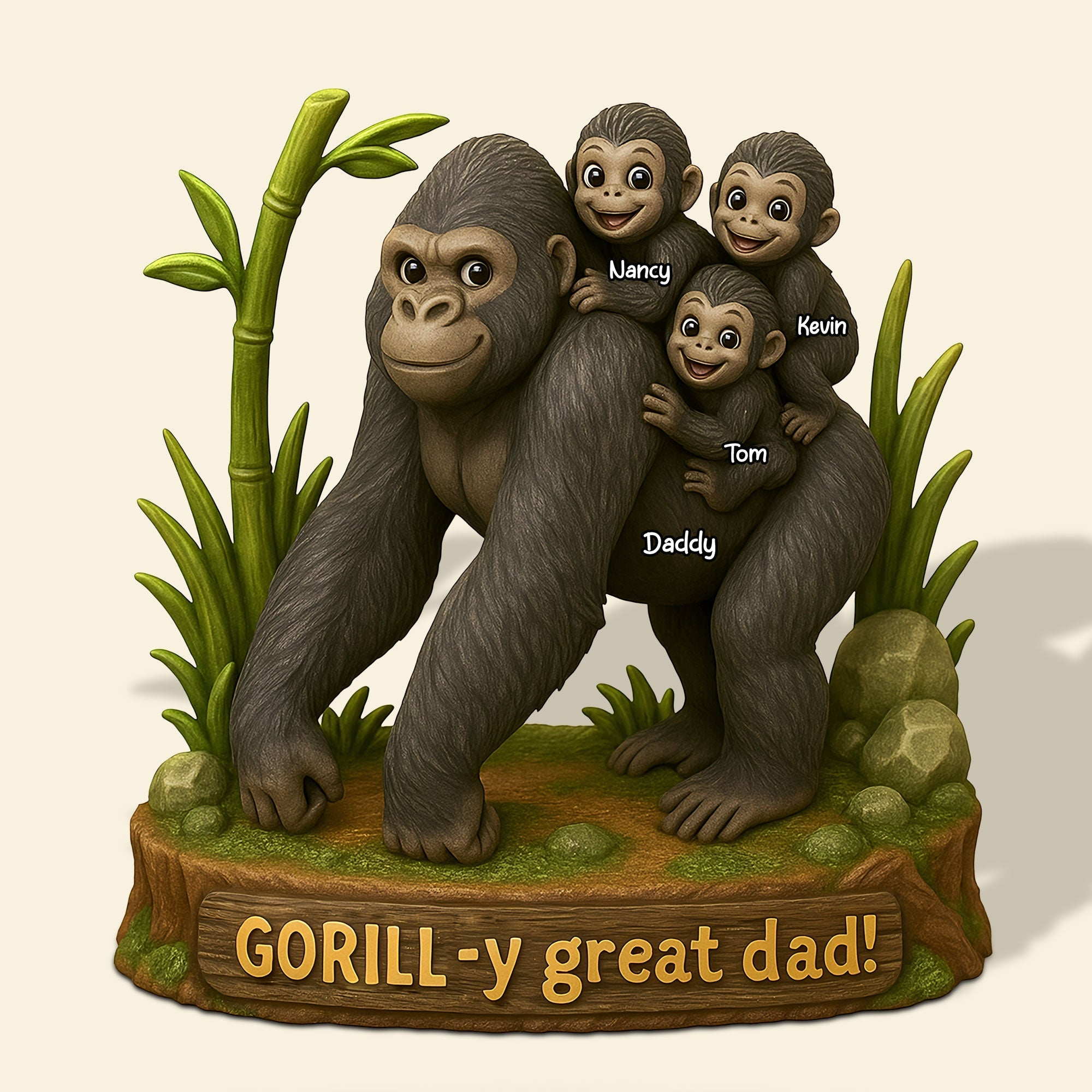 Gorilla Dad Plaque - Personalized Gifts For Dad 01nati120525