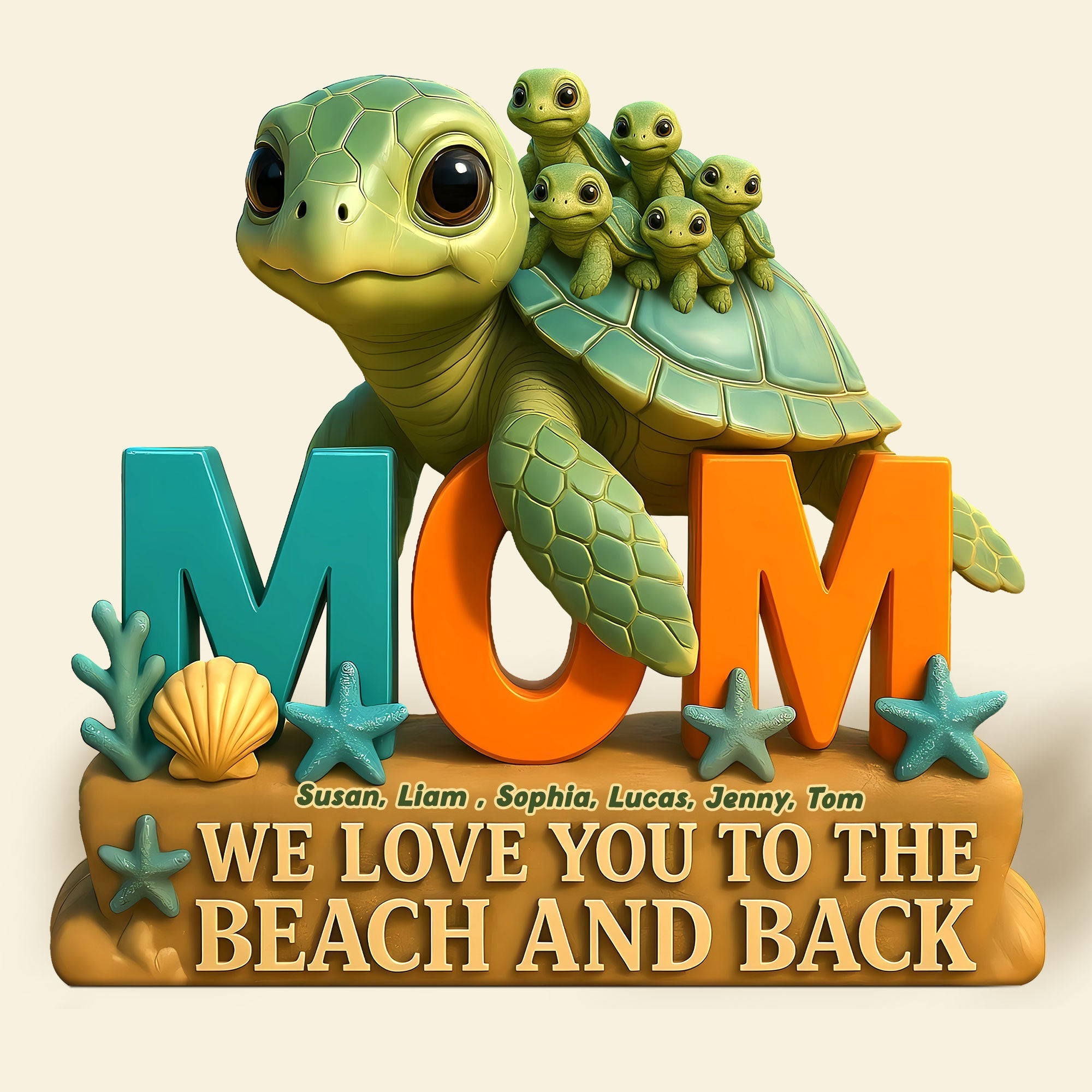 Turtle Mom Plaque - Personalized Gifts For Mother 05TGTI150425