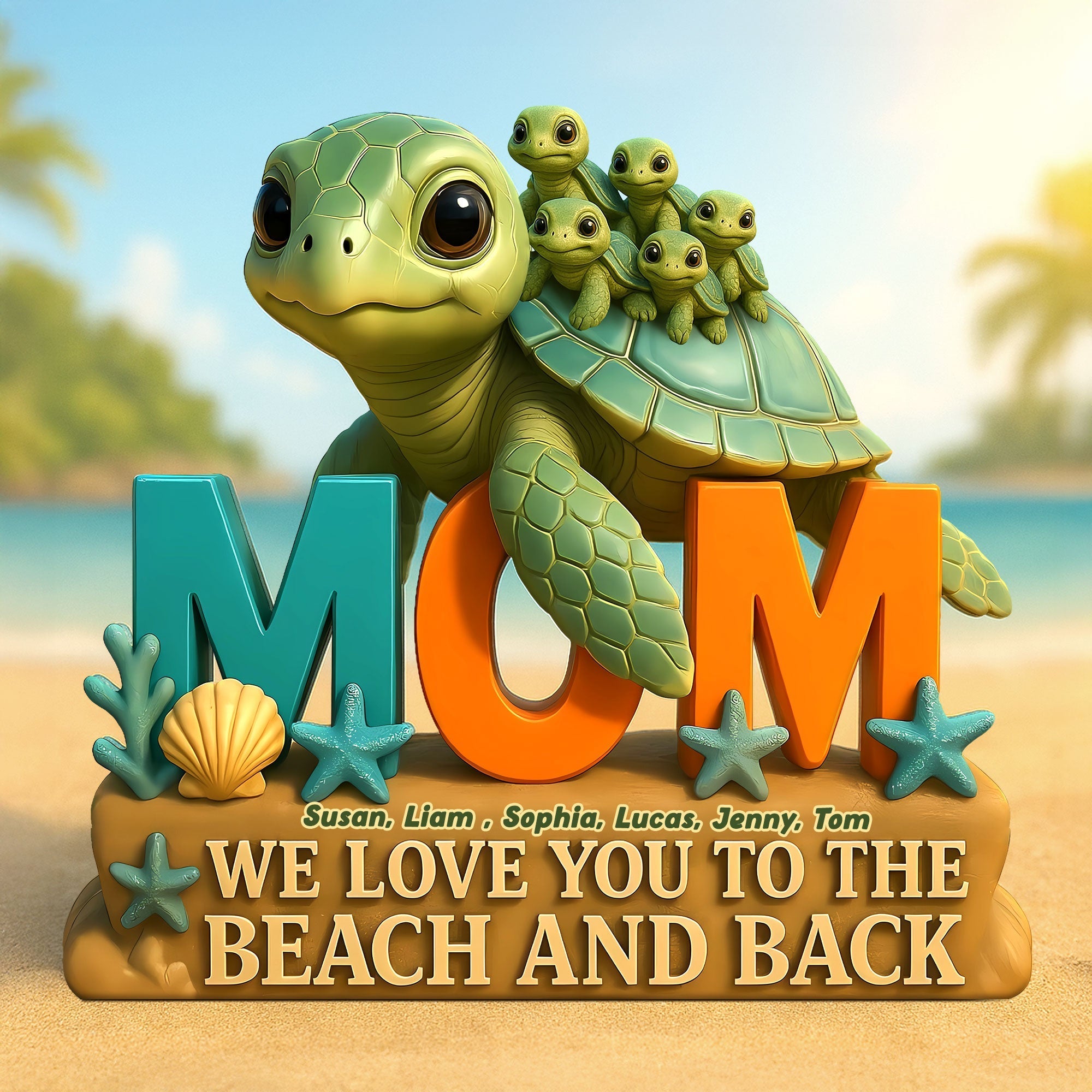 Turtle Mom Plaque - Personalized Gifts For Mother 05TGTI150425